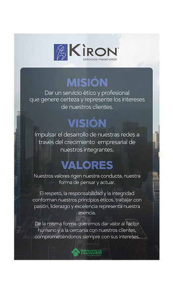 Acrílico Poster Kìron: Misión, Visión y Valores 2025
