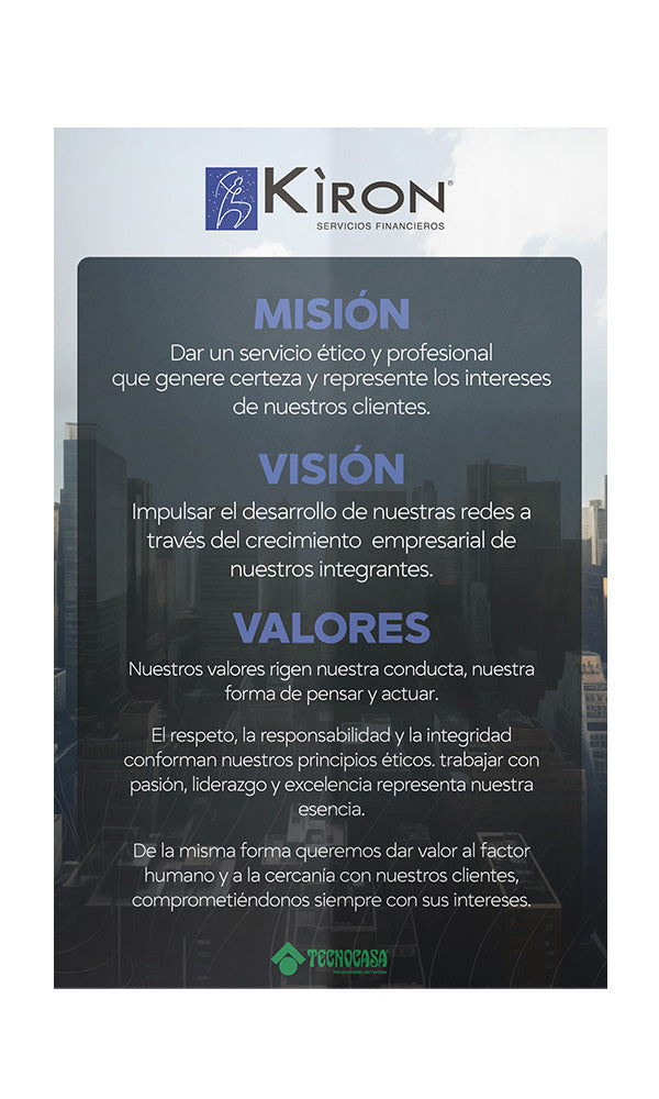 Acrílico Poster Kìron: Misión, Visión y Valores 2025