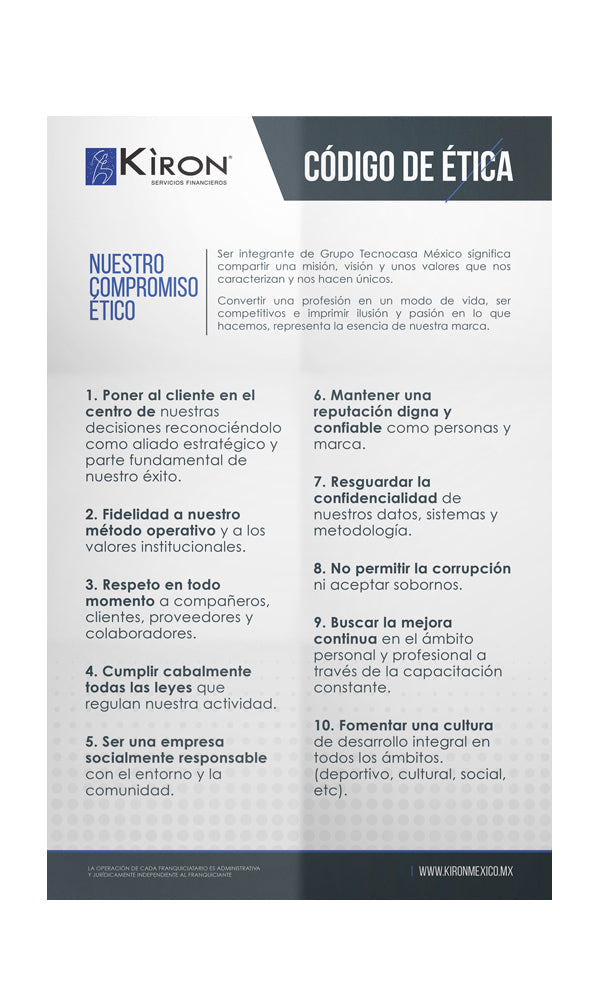 Acrílico Poster Kìron: Código de Ética