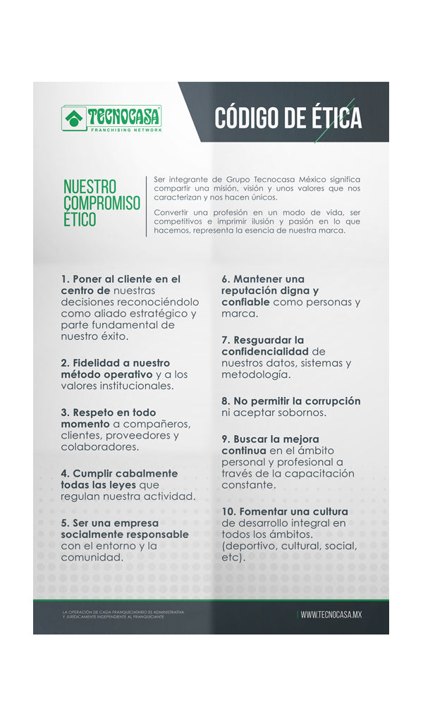 Acrílico Poster Tecnocasa: Código de Ética
